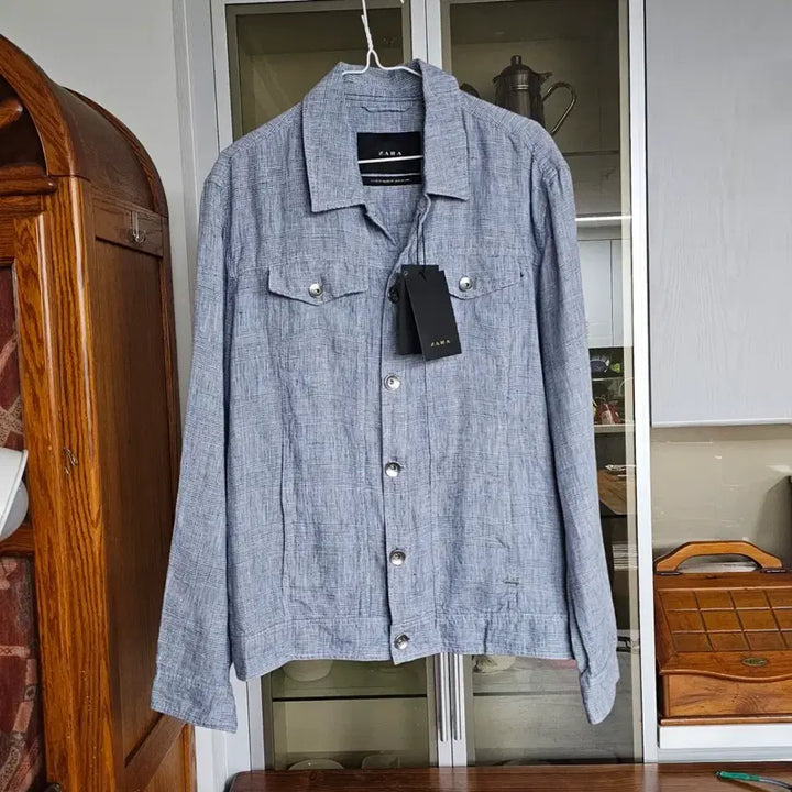 [SOLD OUT] 100[새상품] 남성 자라(ZARA) 체크 린넨 셔츠 자켓 (시원한 여름