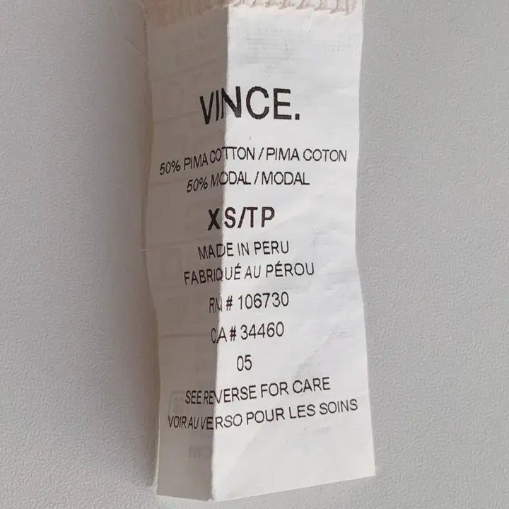 [SOLD OUT] 빈스 Vince XS사이즈 티셔츠 페루산