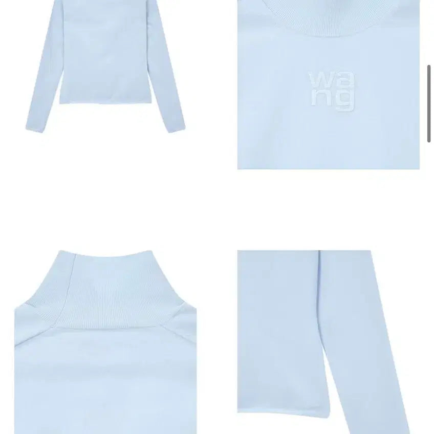 [SOLD OUT] [XS] 알렉산더왕 알왕 텍스처드 로고 터틀넥 탑 스카이 하늘색 블루
