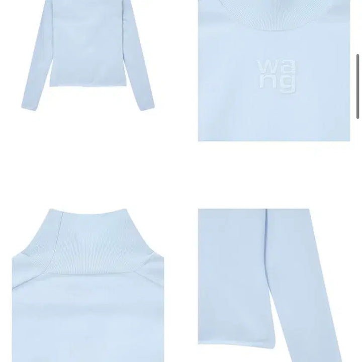 [SOLD OUT] [XS] 알렉산더왕 알왕 텍스처드 로고 터틀넥 탑 스카이 하늘색 블루
