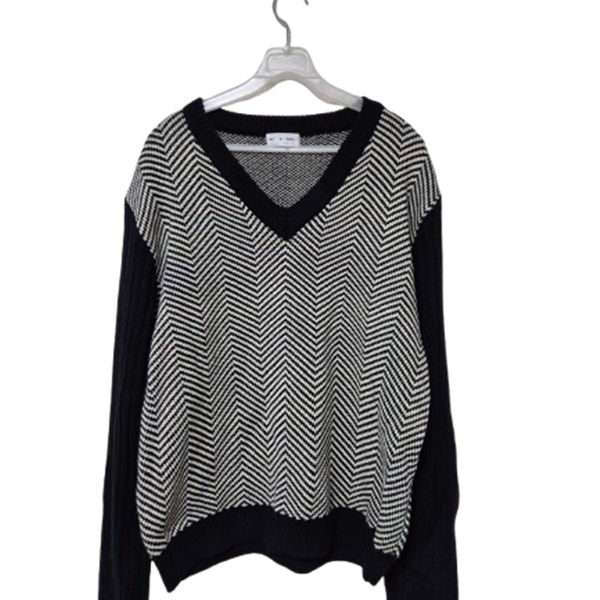 [BUNJANG] Generic V-neck Ribbed Knit Long Sleeve T-shirt (105) / 남자 추동겨울용 남성 브이넥 골지니트긴팔티셔츠105