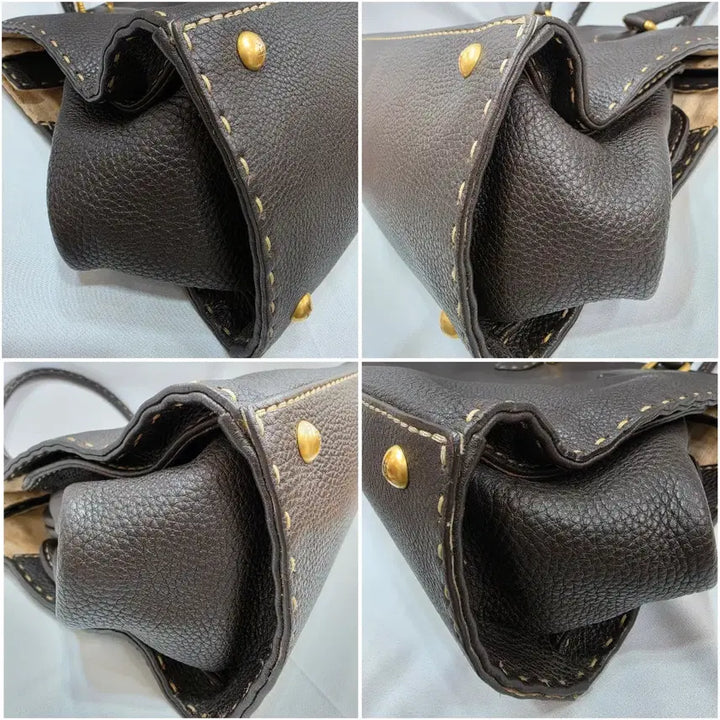 [SOLD OUT] (정품)펜디 브라운 스티치 레더 토트백