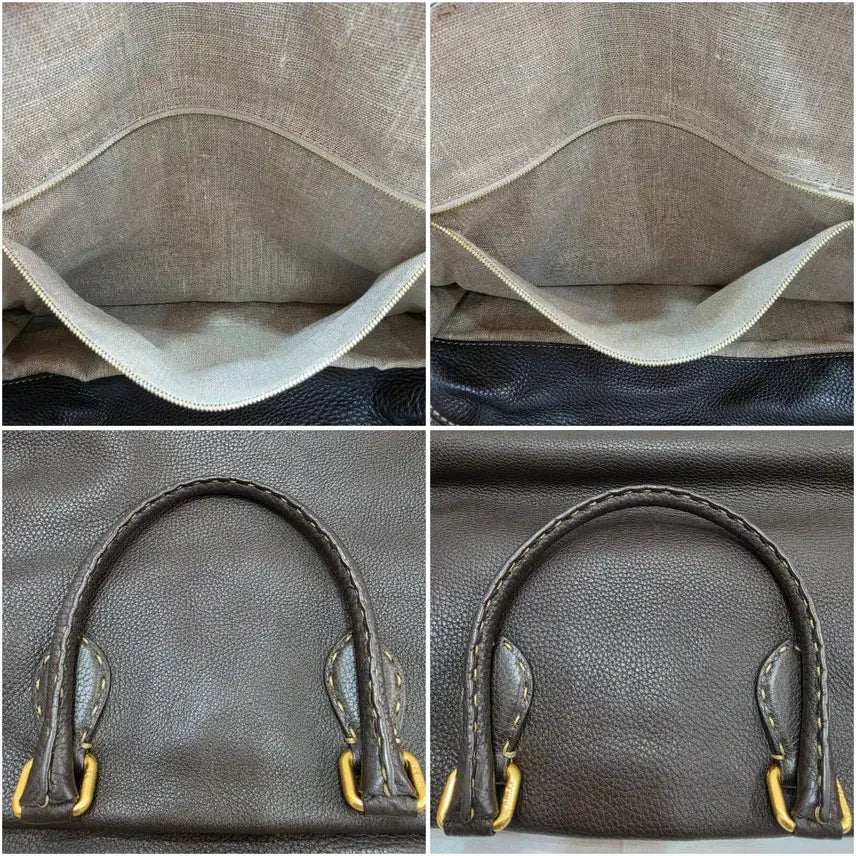 [SOLD OUT] (정품)펜디 브라운 스티치 레더 토트백