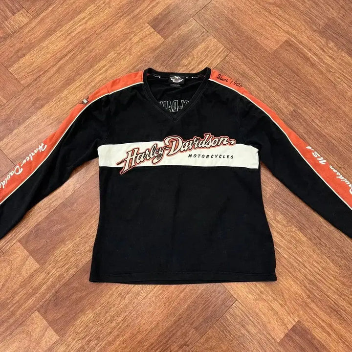 [BUNJANG] Harley-Davidson Vintage V-Neck T-shirt (XL) / 여성용 XL 할리데이비슨 빈티지 브이넥 티셔츠