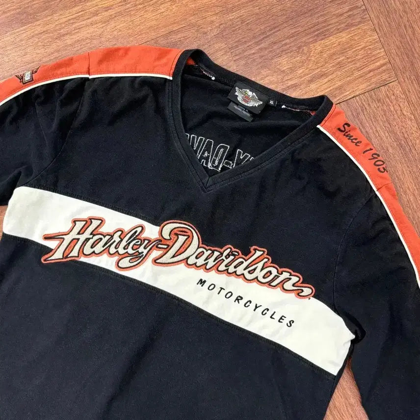 [BUNJANG] Harley-Davidson Vintage V-Neck T-shirt (XL) / 여성용 XL 할리데이비슨 빈티지 브이넥 티셔츠