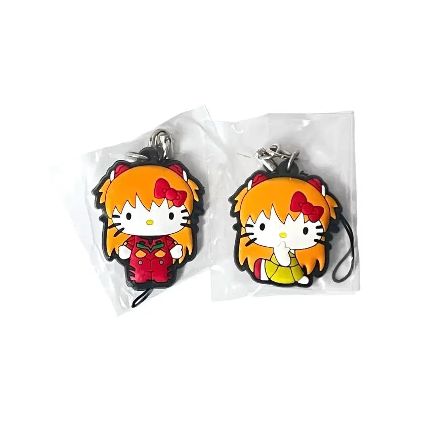 [BUNJANG] Evangelion Asuka Kitty Rubber Strap Keyring / [미개봉] 고전 에반게리온 아스카 키티 러버스트랩 키링
