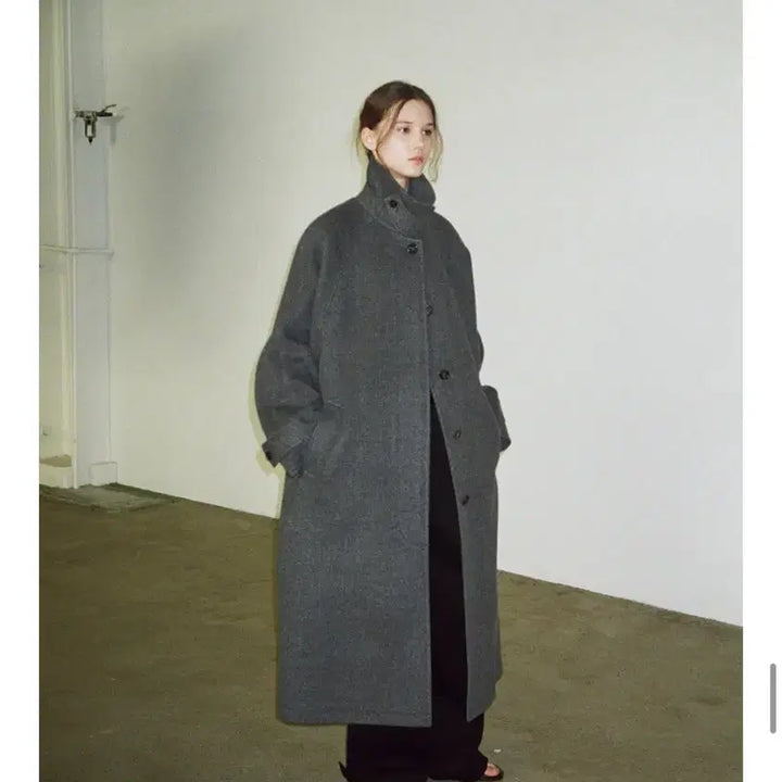 [BUNJANG] Facade Pattern Oversized Cashmere Balmacaan Coat / 파사드패턴 오버핏 캐시미어 발마칸 코트