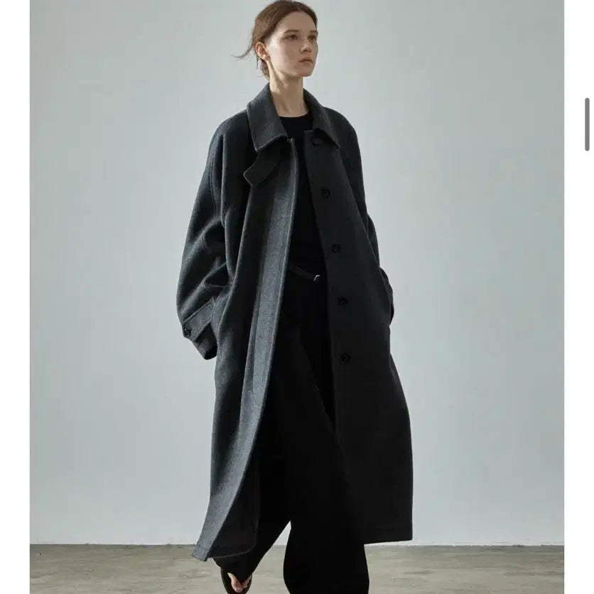 [BUNJANG] Facade Pattern Oversized Cashmere Balmacaan Coat / 파사드패턴 오버핏 캐시미어 발마칸 코트