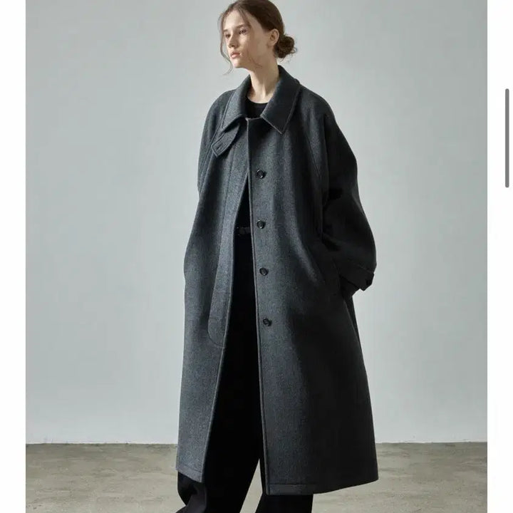 [BUNJANG] Facade Pattern Oversized Cashmere Balmacaan Coat / 파사드패턴 오버핏 캐시미어 발마칸 코트