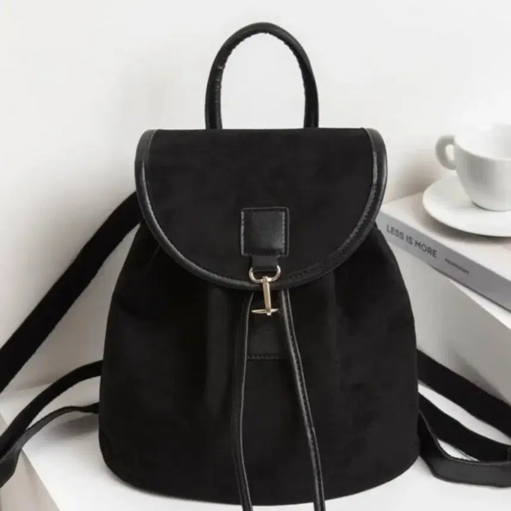 [BUNJANG] Daily Suede Bucket Backpack Black / 데일리 스웨이드 버킷 백팩 블랙
