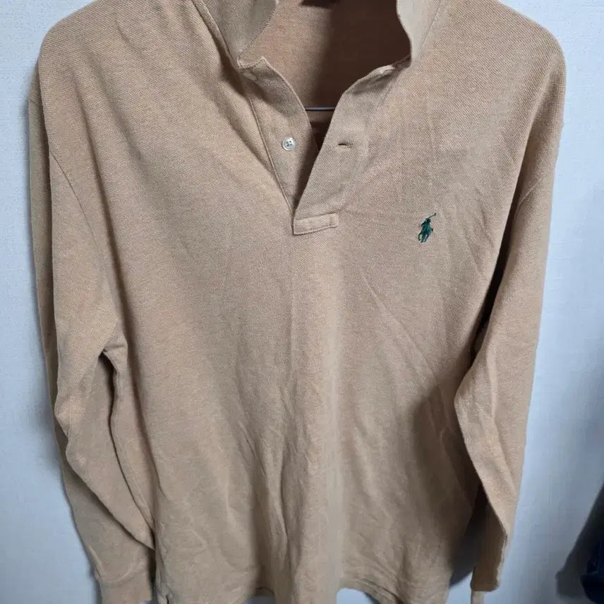 [BUNJANG] Polo Ralph Lauren Long Sleeve Polo Shirt / [M] 정품 폴로 랄프로렌 롱슬리브 카라티 베이지