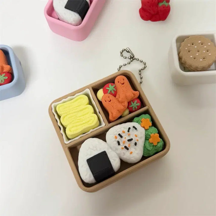 [BUNJANG] 3-Slot Bento Box Clicker Keycap Keyring Fidget Toy / 도시락 3구 클리커 클릭커 키캡 키링 피젯토이