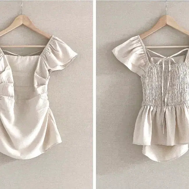 [SOLD OUT] 환연 현지 블라우스/ 옐로우바빌 모르핀 린넨 스퀘어넥 오프숄더 블라우스
