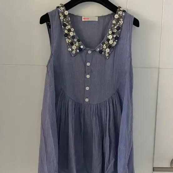 [SOLD OUT] Ne net  블루 큐빅 카라 블라우스 44,55