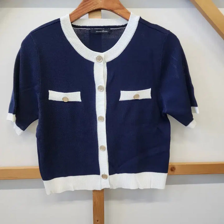[SOLD OUT] 메종드 로엠 네이비 배색 반팔 가디건