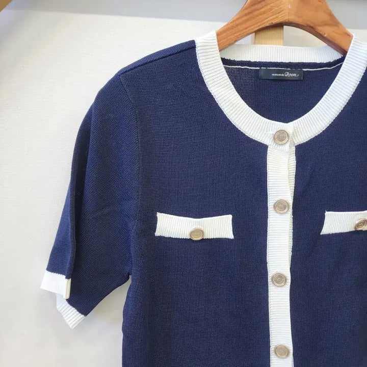 [SOLD OUT] 메종드 로엠 네이비 배색 반팔 가디건