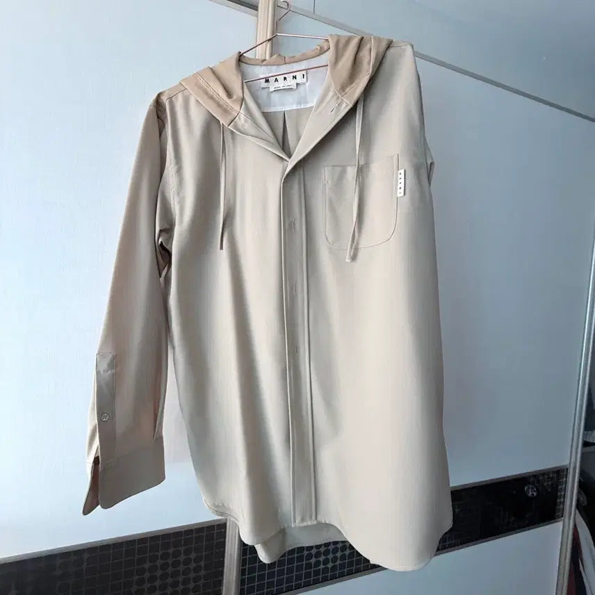 [BUNJANG] Marni Hooded Shirt &amp; Shorts Set Beige / 마르니 후드 셔츠 반바지 셋업 베이지