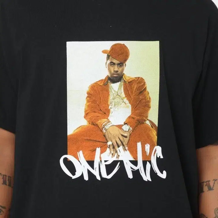 [BUNJANG] Nas One Mic Black T-Shirt / 나스 Nas One Mic 블랙 티셔츠