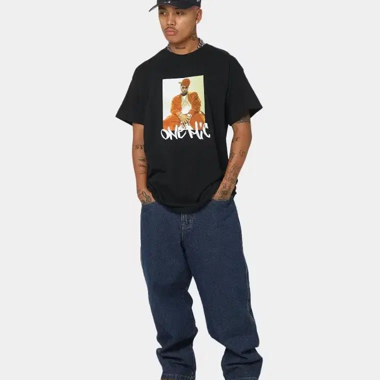 [BUNJANG] Nas One Mic Black T-Shirt / 나스 Nas One Mic 블랙 티셔츠