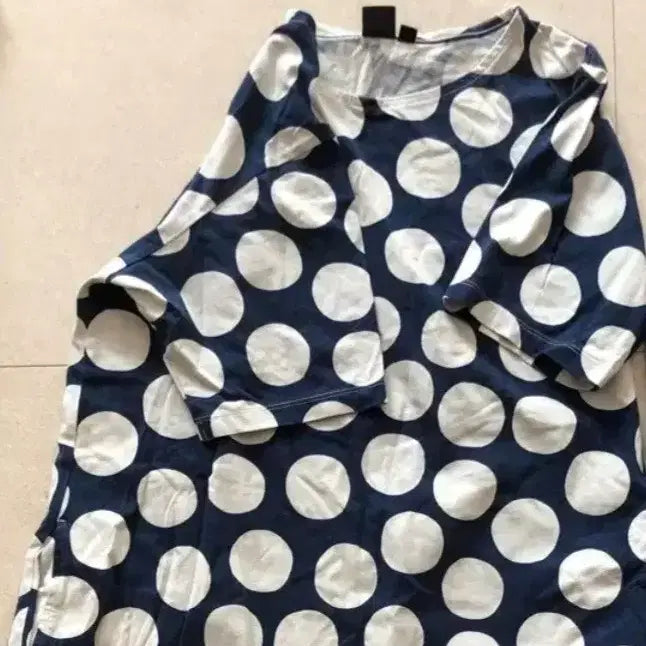 [BUNJANG] Marimekko Navy Dot Pattern Long Dress / 마리메꼬 원피스