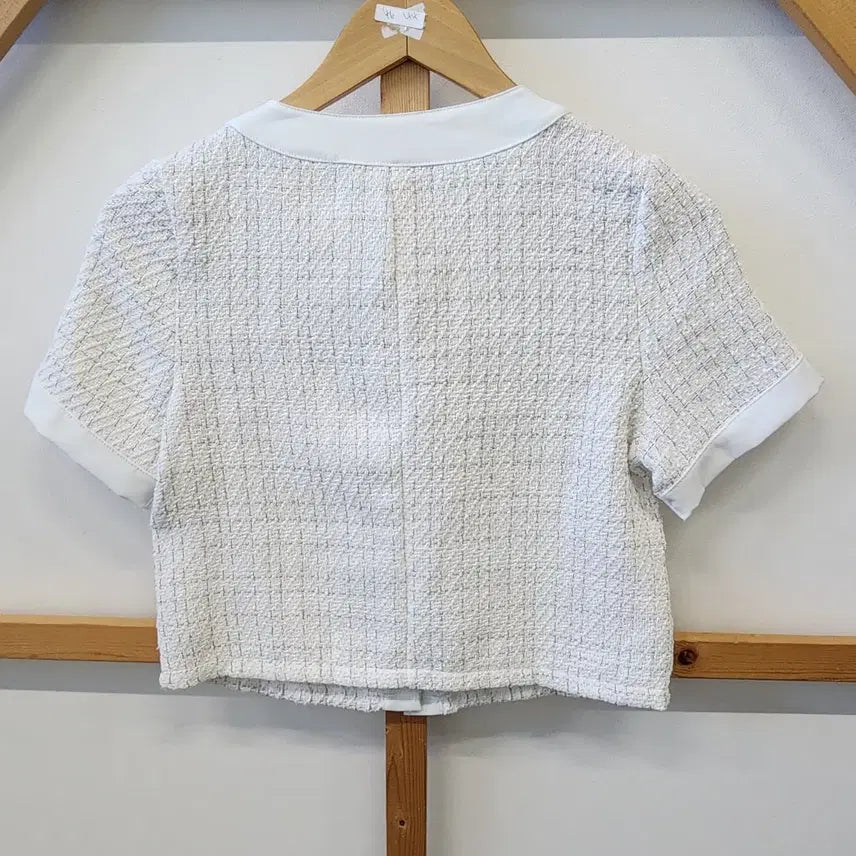 [SOLD OUT] 화이트 트위드 반팔 크롭 자켓