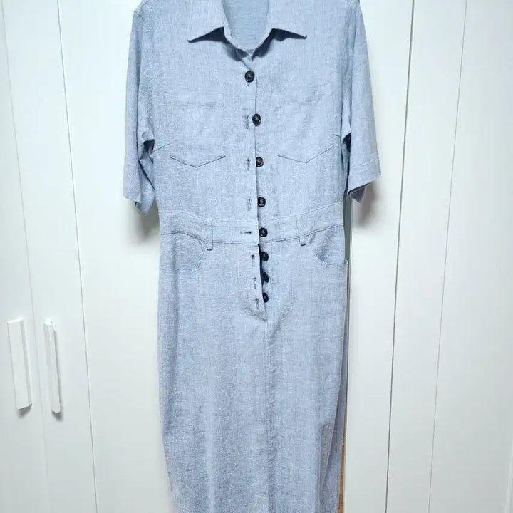 [BUNJANG] Blue Linen Shirt Dress / 블루 린넨 셔츠원피스 데일리룩
