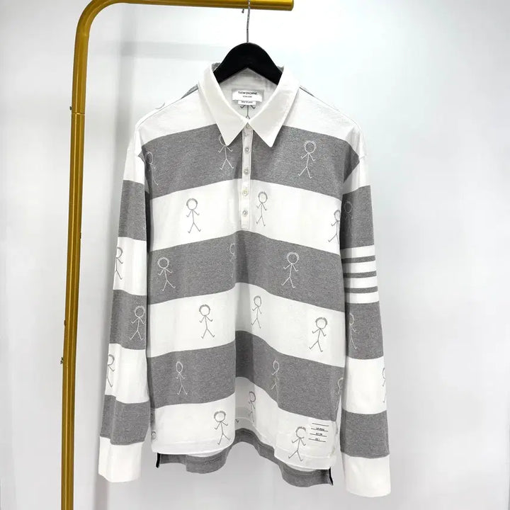 [BUNJANG] Thom Browne Stripe PK Long Sleeve Polo Shirt / [4사이즈] 톰브라운 사선 PK 긴팔 카라티 티셔츠 (MJP073E)