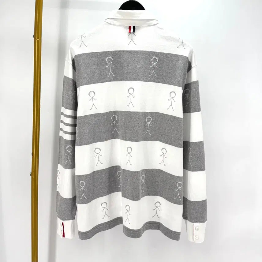 [BUNJANG] Thom Browne Stripe PK Long Sleeve Polo Shirt / [4사이즈] 톰브라운 사선 PK 긴팔 카라티 티셔츠 (MJP073E)