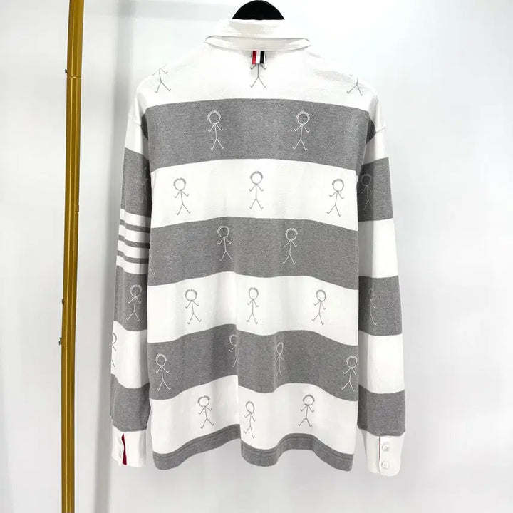 [BUNJANG] Thom Browne Stripe PK Long Sleeve Polo Shirt / [4사이즈] 톰브라운 사선 PK 긴팔 카라티 티셔츠 (MJP073E)