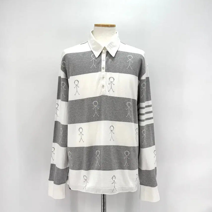 [BUNJANG] Thom Browne Stripe PK Long Sleeve Polo Shirt / [4사이즈] 톰브라운 사선 PK 긴팔 카라티 티셔츠 (MJP073E)