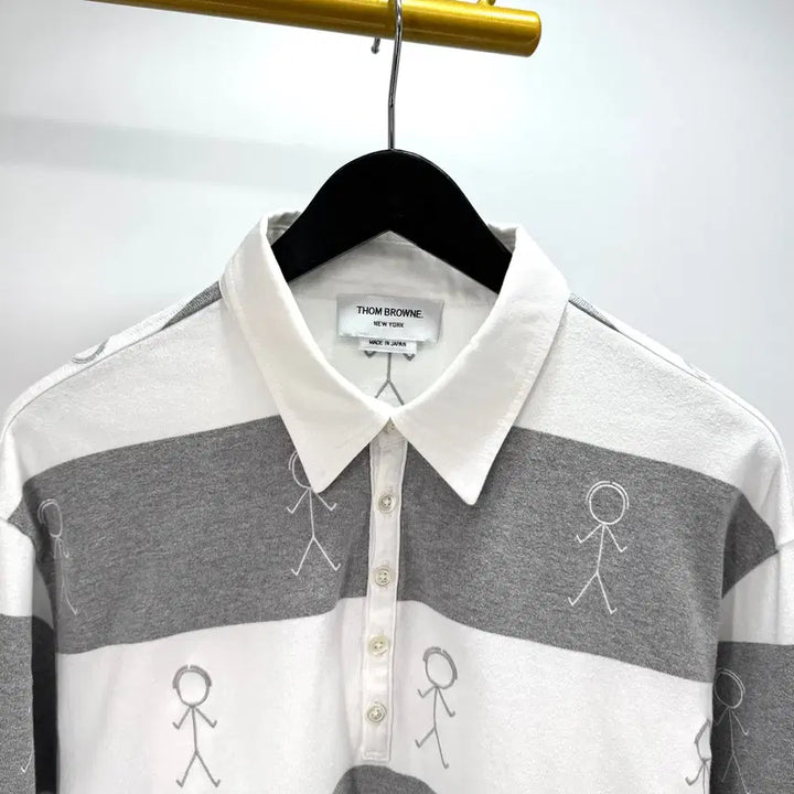 [BUNJANG] Thom Browne Stripe PK Long Sleeve Polo Shirt / [4사이즈] 톰브라운 사선 PK 긴팔 카라티 티셔츠 (MJP073E)