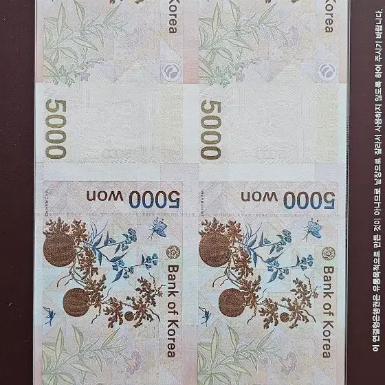 [BUNJANG] Unused 5000 Won Banknote Four-Sided Set / 미사용 오천원권 은행권 4면부 세트