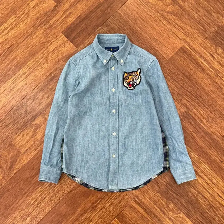 [BUNJANG] Polo Ralph Lauren Tiger Patch Denim Shirt (Kids) / 아동용 7 폴로 랄프로렌 타이거패치 데님 남방 셔츠