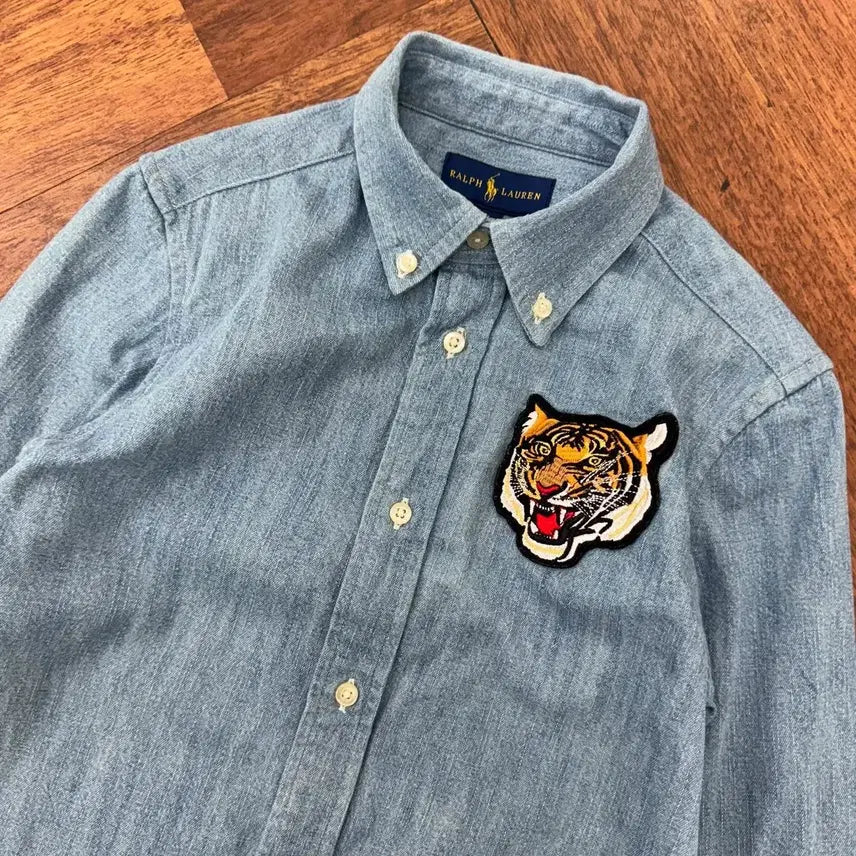 [BUNJANG] Polo Ralph Lauren Tiger Patch Denim Shirt (Kids) / 아동용 7 폴로 랄프로렌 타이거패치 데님 남방 셔츠