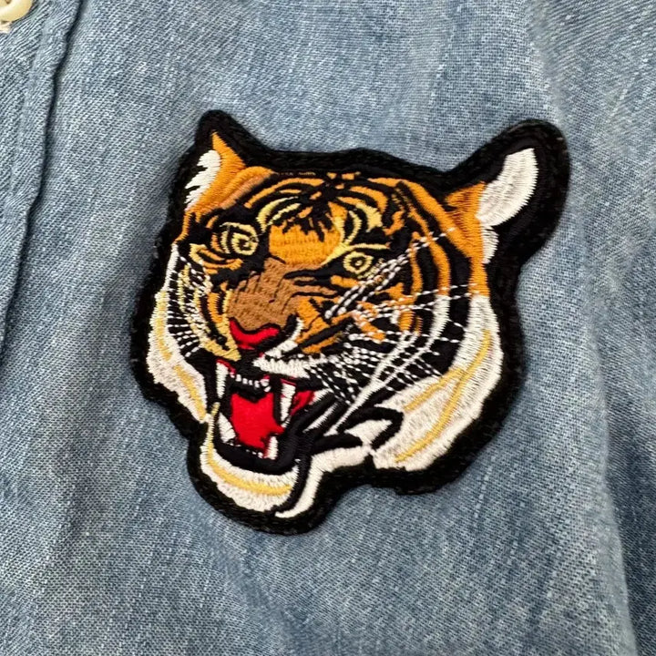 [BUNJANG] Polo Ralph Lauren Tiger Patch Denim Shirt (Kids) / 아동용 7 폴로 랄프로렌 타이거패치 데님 남방 셔츠