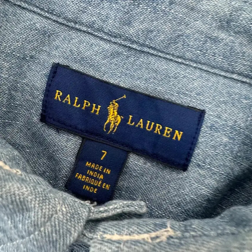 [BUNJANG] Polo Ralph Lauren Tiger Patch Denim Shirt (Kids) / 아동용 7 폴로 랄프로렌 타이거패치 데님 남방 셔츠