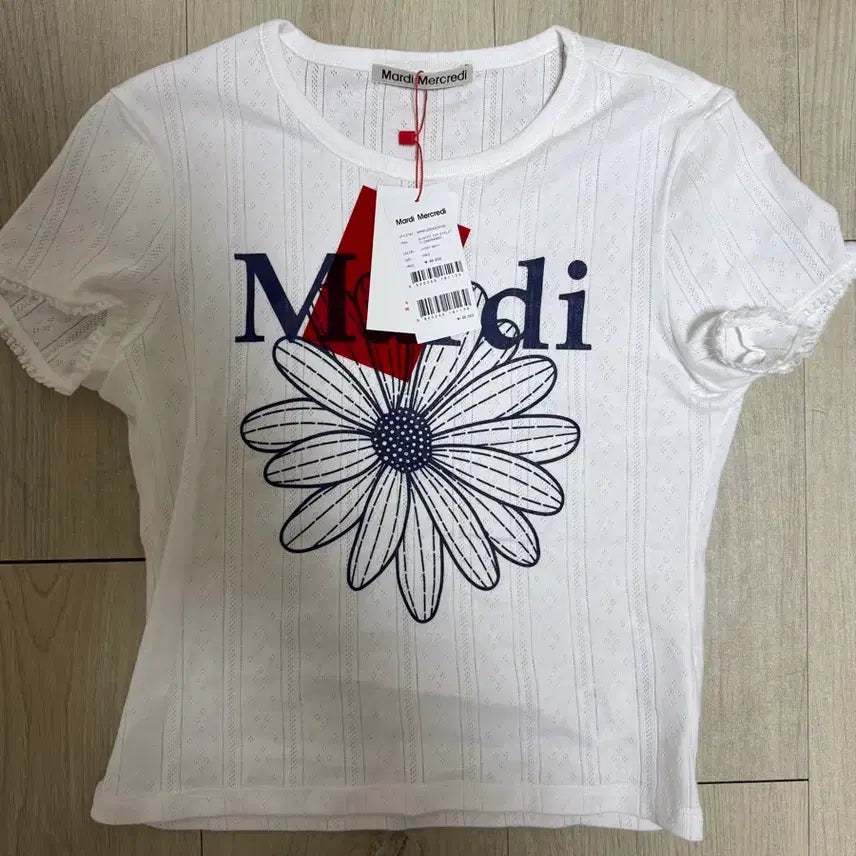 [BUNJANG] Mardi Signature Flower T-Shirt White / 마르디 시그니처 플라워 티셔츠 화이트 F