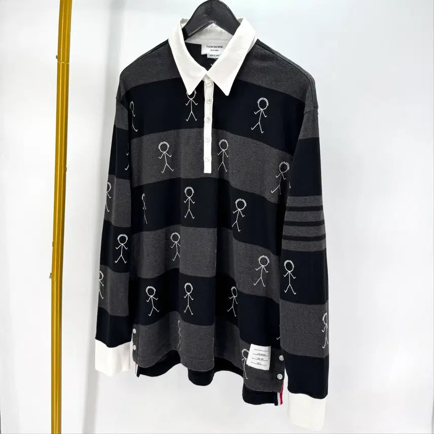 [BUNJANG] Thom Browne PK Long Sleeve Polo Shirt / [4사이즈] 톰브라운 사선 PK 긴팔 카라티 티셔츠 (MJP073E)