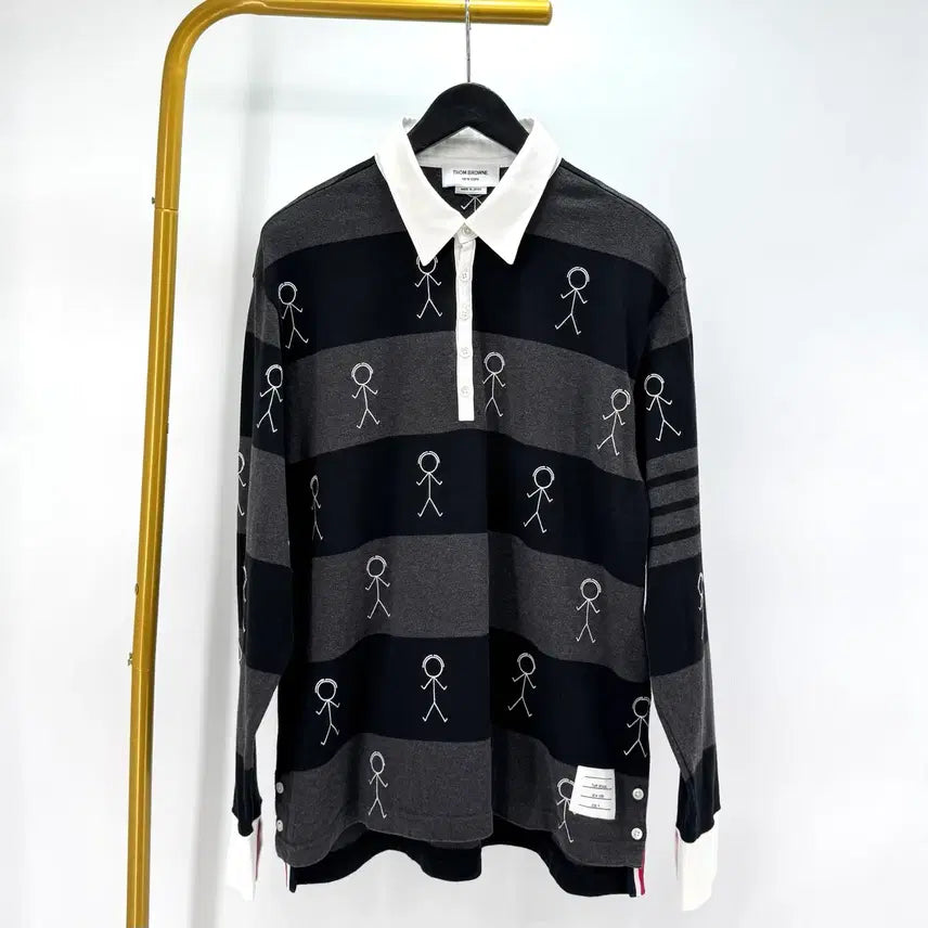 [BUNJANG] Thom Browne PK Long Sleeve Polo Shirt / [4사이즈] 톰브라운 사선 PK 긴팔 카라티 티셔츠 (MJP073E)