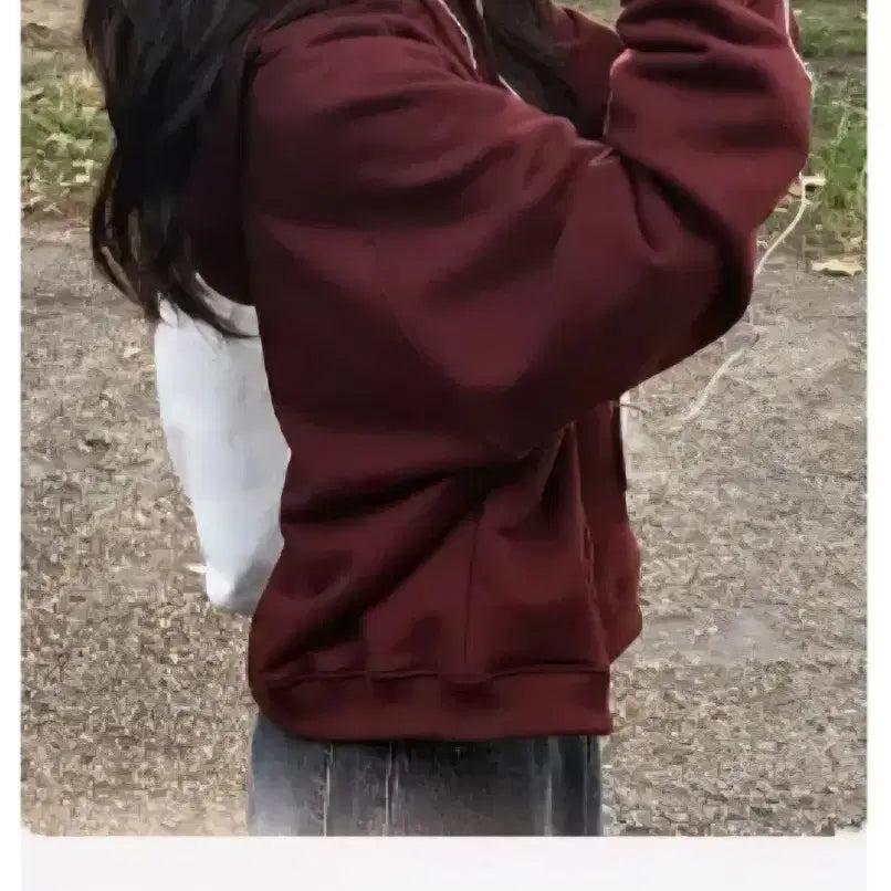 [BUNJANG] Hoodie Burgundy Crop Top / 후드티 버건디