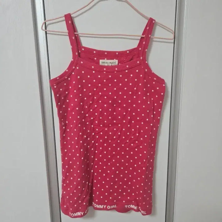 [BUNJANG] Tommy Hilfiger Girls Dot Sleeveless Top / 타미힐피거걸 도트 나시티 핫핑크