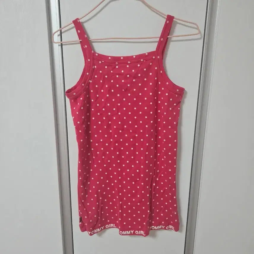 [BUNJANG] Tommy Hilfiger Girls Dot Sleeveless Top / 타미힐피거걸 도트 나시티 핫핑크