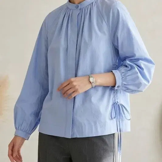 [BUNJANG] Hansum Let by T 2021 Side String Shirt Blouse / (55)새상품/한섬 래트바이티 2021년 사이드 스트링 셔츠 블라우스
