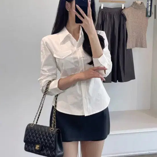 [BUNJANG] Blanc de Lune Meriel Slim Fit Pocket Shirt / 블랑드문  메리엘 슬림핏 포켓 셔츠