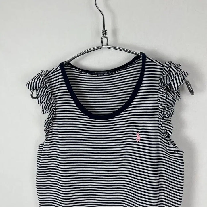 [BUNJANG] Polo Ralph Lauren Ruffle Stripe Sleeveless Top / Polo Ralph Lauren 러플 스트라이프 슬리브리스