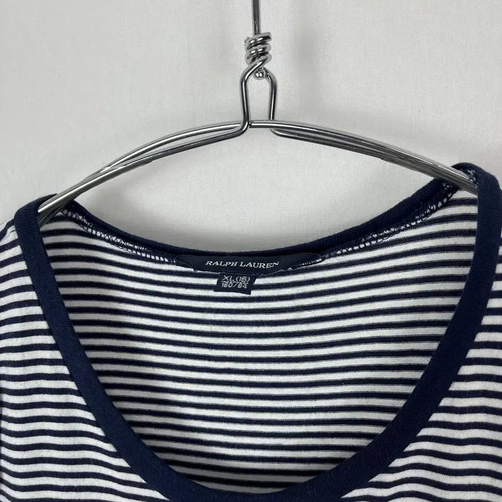 [BUNJANG] Polo Ralph Lauren Ruffle Stripe Sleeveless Top / Polo Ralph Lauren 러플 스트라이프 슬리브리스