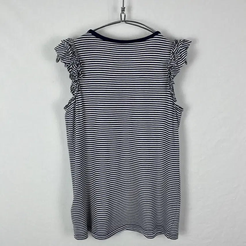[BUNJANG] Polo Ralph Lauren Ruffle Stripe Sleeveless Top / Polo Ralph Lauren 러플 스트라이프 슬리브리스