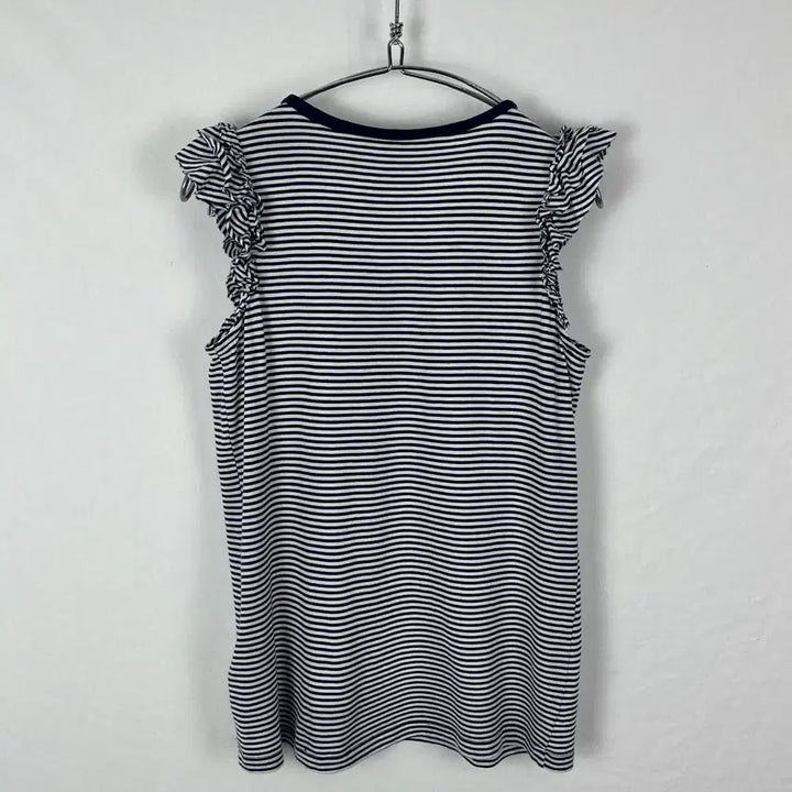 [BUNJANG] Polo Ralph Lauren Ruffle Stripe Sleeveless Top / Polo Ralph Lauren 러플 스트라이프 슬리브리스