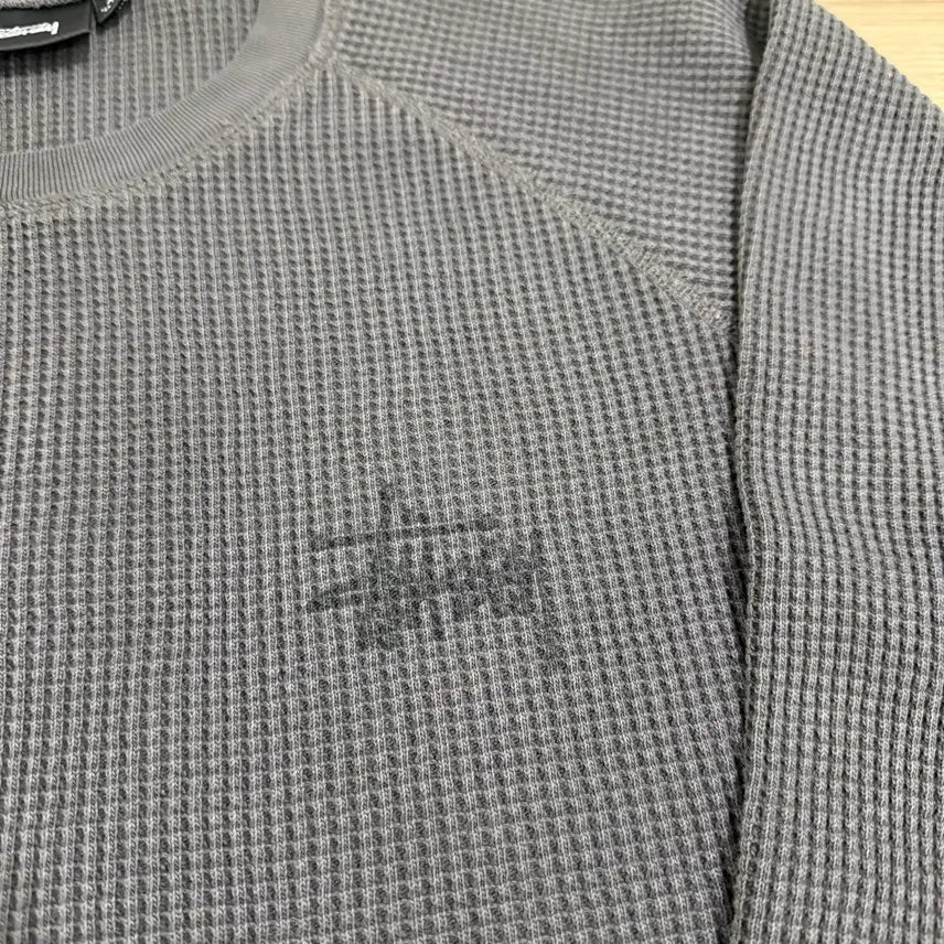 [BUNJANG] Stussy Raglan Thermal Long Sleeve Crew Washed Black / [XL] 스투시 래글런 써멀 롱슬리브 크루 워시드 블랙