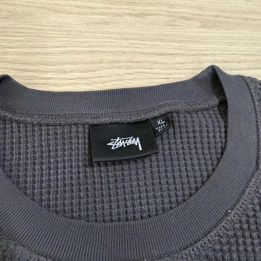 [BUNJANG] Stussy Raglan Thermal Long Sleeve Crew Washed Black / [XL] 스투시 래글런 써멀 롱슬리브 크루 워시드 블랙